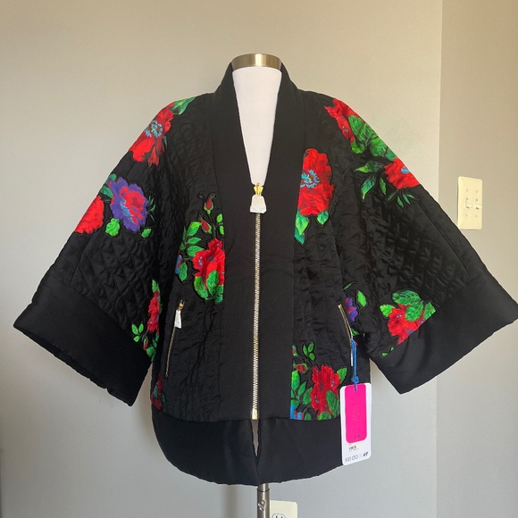 NWT KENZO x H&M Short Coat REVERSIBLE SILK KIMONO Quilted Bomber Jacket Medium - Picture 9 of 16
